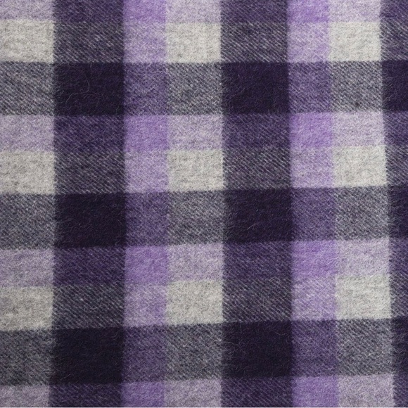 Ballantrae Edinburgh 100% Lambswool Purple and Gray Plaid Scarf - Picture 5 of 8